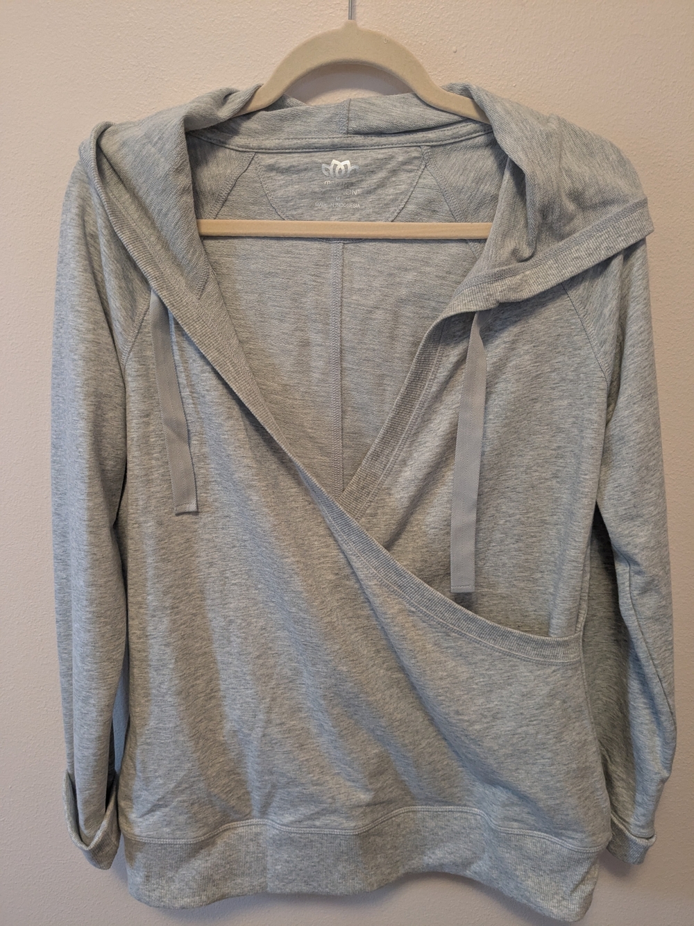 Maurices Grey Wrap-Front Hoodie with Drawstrings